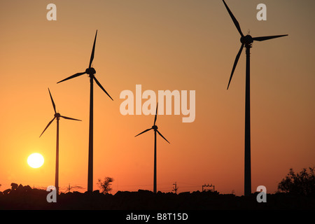 Inde Rajasthan désert du Thar génératrices éoliennes Banque D'Images