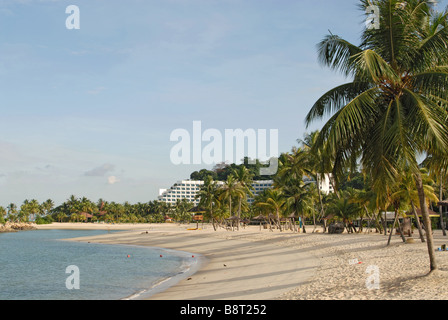 La plage de Siloso à l'île de Sentosa, Singapour Banque D'Images