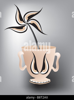 Caricature d'une fleur sauvage dans un mug Banque D'Images