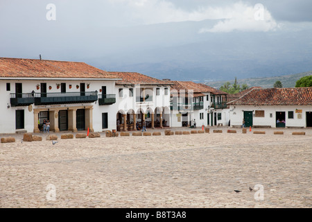 La place principale de la vieille ville de Colombie Villa de Leyva Banque D'Images