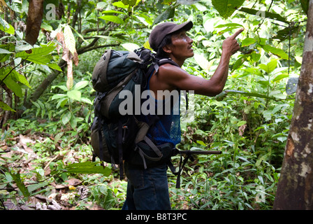 Hunter Kuna guide lors d'un expédition à travers l'infâme région Darien Panama Banque D'Images