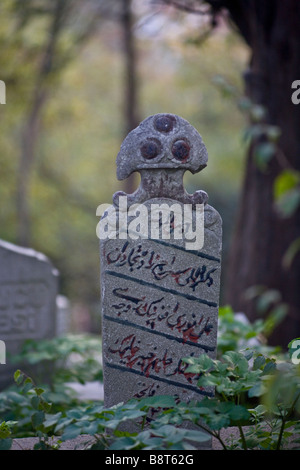 Tombes musulmanes et les pierres tombales dans le cimetière de Eyup, Istanbul. Banque D'Images