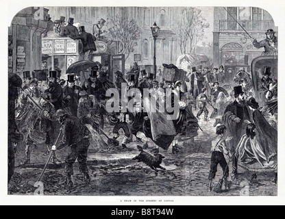 Un dégel dans les rues de Londres 1865 gravure de Cheapside dans le Londres victorien dans une scène Février Banque D'Images