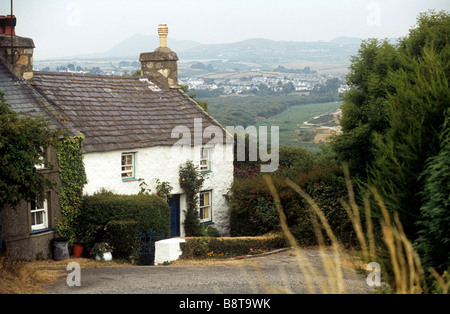 Abersoch Gwynedd au Pays de Galles Royaume-uni Bwlchtocyn unmodernized cottage avec vue sur la mer Banque D'Images