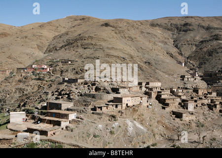 Village de la vallée de zat (Haut Atlas, Maroc). Banque D'Images