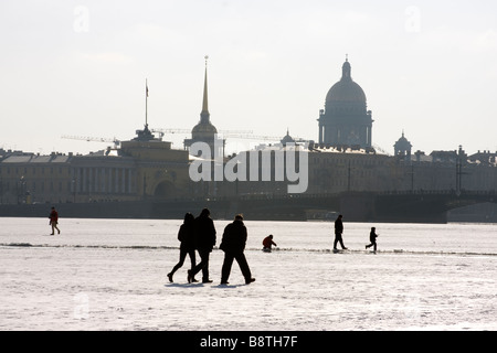 La rivière Neva, hiver, St.Petersburg, Russie Banque D'Images