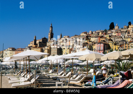 La plage de Garavan à Menton Banque D'Images