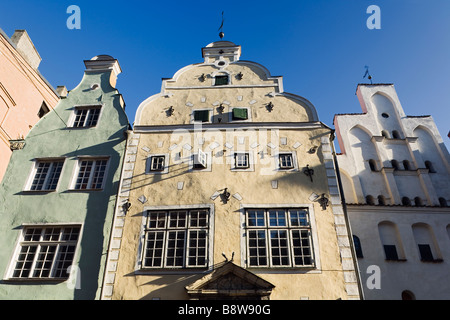 Riga, Lettonie, en Europe. Trio historique de bâtiments médiévaux connus comme les trois frères Banque D'Images