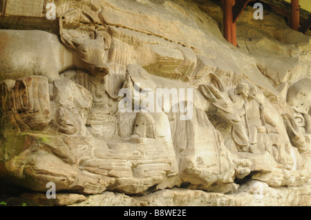 Municipalité de Chongqing en Chine Le comté de Dazu Sculptures rupestres de Dazu Site du patrimoine mondial de l'UNESCO Banque D'Images