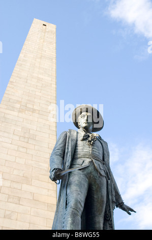 La statue du colonel William Prescott au Bunker Hill Monument Boston Charlestown Banque D'Images