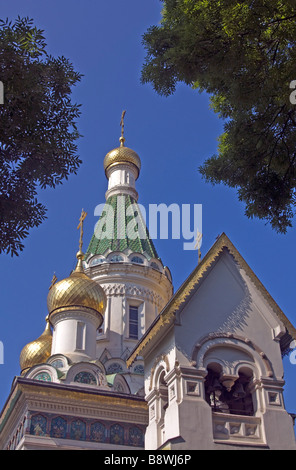 L'Église orthodoxe russe de St Nicolas les Miracle-Maker à Sofia la capitale de la Bulgarie. Banque D'Images