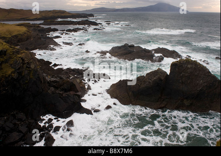 En voiture de l'Atlantique l'île d'Achill Co Mayo Irlande Banque D'Images