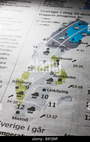 Météo dans un journal en Suède. Banque D'Images