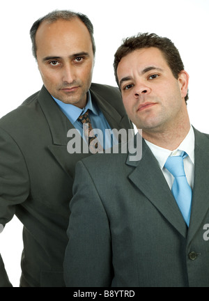 Deux hommes d'affaires portrait isolated on white Banque D'Images