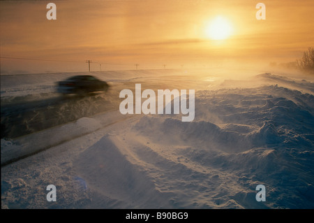 FL1065, D Reede, Coucher de soleil, neige, location de Banque D'Images