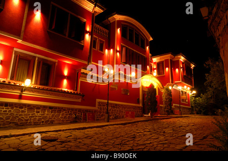 Bâtiment de la vieille ville de Plovdiv Bulgarie la nuit Banque D'Images