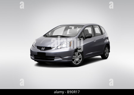 Honda Fit 2009 en argent - voir l'angle avant Banque D'Images