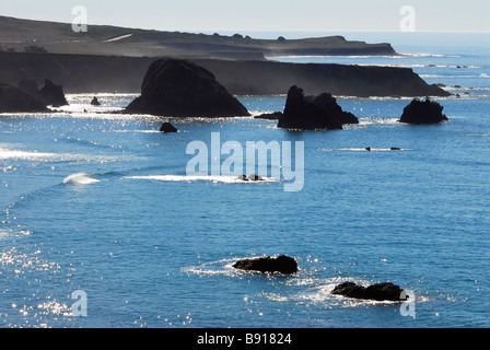 Vue sur l'océan pacifique sur la côte ouest californienne, rock, vagues, falaise et plages Banque D'Images