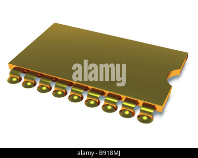 Microcircuit Il est isolé de l'ordinateur sur un fond blanc Banque D'Images