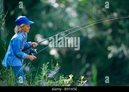 Garçon de pêche Banque D'Images