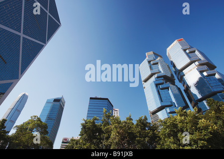 Voir des gratte-ciel de Hong Kong Park, l'île de Hong Kong Banque D'Images