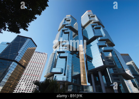 Avis de Lippo Centre à partir de Hong Kong Park, l'île de Hong Kong Banque D'Images