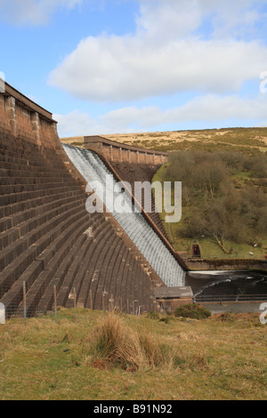 Barrage près de Shipley Avon débordante au début du printemps, Dartmoor, dans le Devon, England, UK Banque D'Images