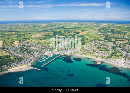 Vue aérienne de Newlyn dans soleil d'Angleterre Cornwall UK Royaume-Uni GB Grande-bretagne Îles britanniques Europe EU Banque D'Images