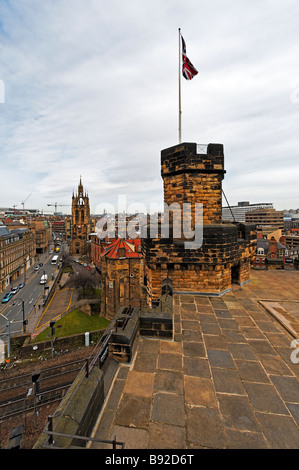 Vue depuis le château sur le toit de garder à Newcastle-upon-Tyne Banque D'Images