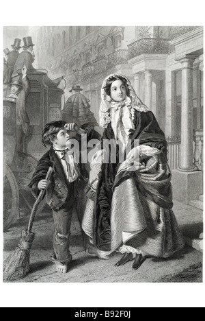 Le passage à niveau Sweeper William Powell Frith peintre Français 1819 1909 Banque D'Images