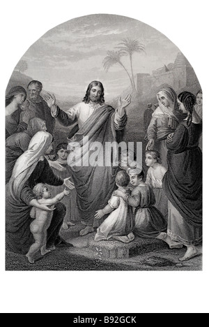 Le Christ bénissant les petits enfants Seigneur Sauveur Jésus Christ Banque D'Images