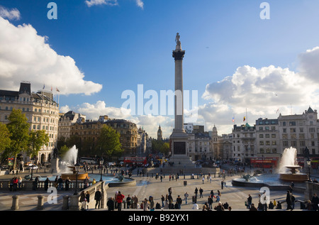 Nelsons Column Trafalgar Square London UK Banque D'Images