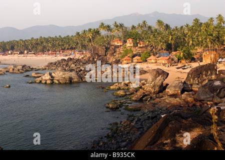 Coucher de soleil sur Palolem beach, Goa, Inde. Banque D'Images