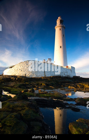 St Mary's phare, construit en 1898, Whitley Bay Tyne & Wear UK Banque D'Images