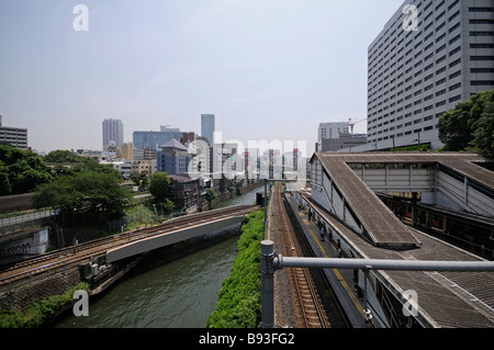 Shin-Ochanomizu Station et Kanda vus de Higiri pont. Chiyoda. Tokyo. Le Japon Banque D'Images