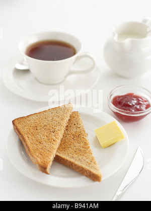 Petit-déjeuner Café et toasts Banque D'Images