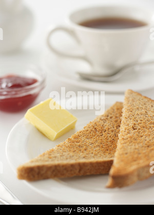 Petit-déjeuner Café et toasts Banque D'Images