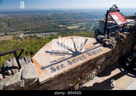 Signes à sept membres Plaza à Rock City Gardens sur Lookout Mountain près de Chattanooga Tennessee Banque D'Images