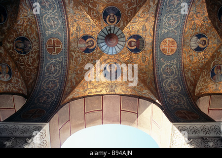 Plafond de l'entrée de l'église de Agios Dionysios dans la ville de Zakynthos Banque D'Images