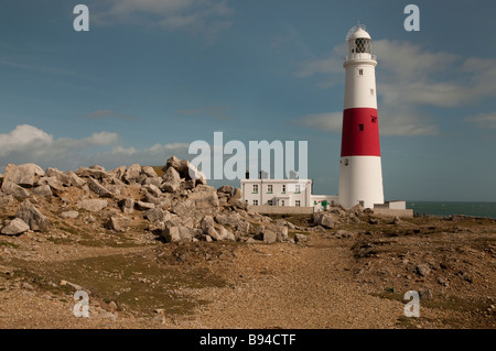 Portland Bill Lighthouse dans le Dorset Weymouth est à proximité en raison d'un lieu de l'Jeux olympiques de 2012 à Londres Banque D'Images