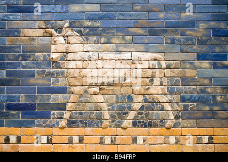 Sol carrelé franchises la voie processionnelle de l'Ishtar Gate dans le Musée de Pergame à Berlin, Allemagne Banque D'Images