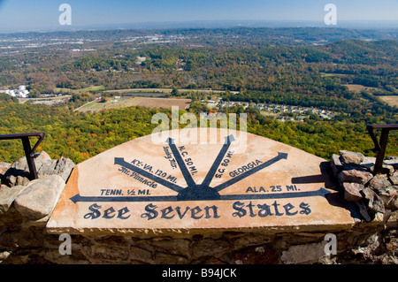 Signer à sept membres Plaza à Rock City Gardens sur Lookout Mountain près de Chattanooga Tennessee Banque D'Images