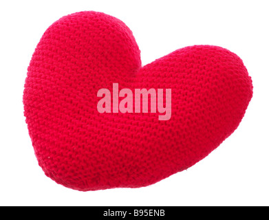 Coussin coeur tricoté Banque D'Images