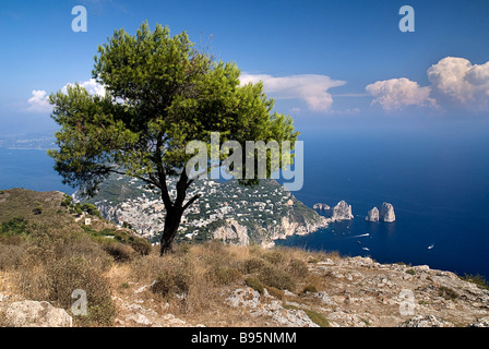 L'Italie, Campanie, île de Capri. Vue depuis le Monte Solaro. Banque D'Images