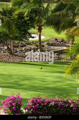 Antilles Caraïbes St Vincent & les Grenadines Canouan Island Raffles Resort Trump International Golf practice green Banque D'Images