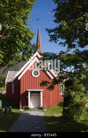 Flakstad église, Flakstad, Flakstadøya island, îles Lofoten, Nordland, Norvège, Scandinavie, Europe Banque D'Images