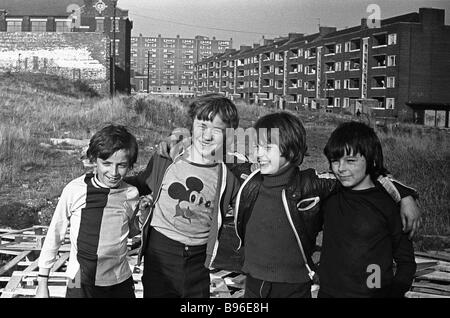 Salford lads, 1978, Regent Road, Salford, Royaume-Uni Banque D'Images