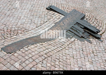 Un mémorial à Jan Palach et Jan Zajíc sur Wenceslas Square en face du Musée National, Prague, République tchèque. Banque D'Images