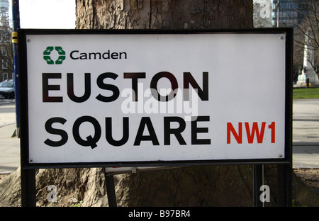 Plaque de rue pour Euston Square, Londres. Mar 2009 Banque D'Images