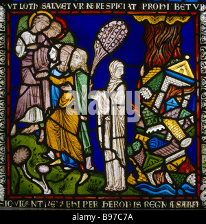 Retour à la femme Lots Mans pauvres Bible de fenêtre 22 13ème siècle la Cathédrale de Canterbury Banque D'Images